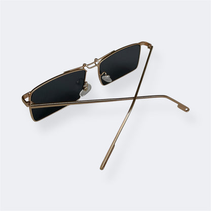 2522 - Golden Black - Rectangle - Metal - sunglasses