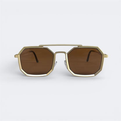 6830 - Golden - Octagon - Metal - sunglasses