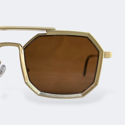 6830 - Golden - Octagon - Metal - sunglasses